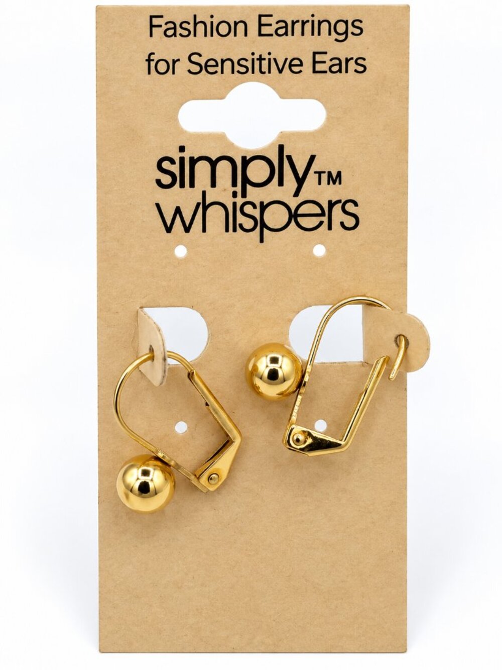 NWT Simply Whispers Gold Tone Ball Earrings for Sensitive Ears